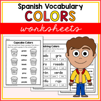 Preview of Spanish Colors Worksheets Los Colores en Español No Prep Printables