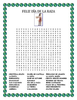 Preview of Spanish Columbus Day - Word Search and Double Word Puzzle- Día de la Raza
