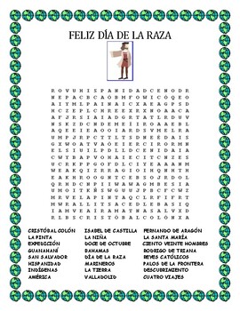 Spanish Columbus Day - Word Search and Double Word Puzzle- Día de la Raza