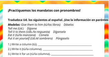 Preview of Spanish Commands with Pronouns