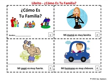 Preview of Spanish Family and Adjectives 2 Emergent Reader Booklets ¿Cómo Es Tu Familia?