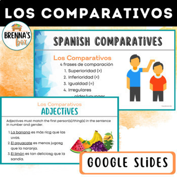 Preview of Spanish Comparatives - Los Comparativos Slideshow FREE Presentation Practice