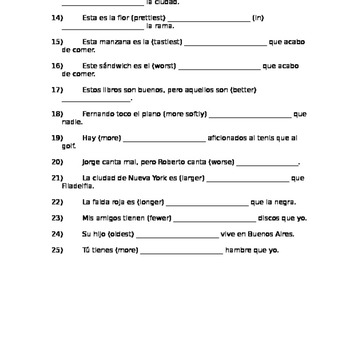 Spanish Comparison Practice Activities by A's Items | TpT