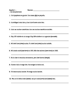 Preview of Spanish Comparisons Activity Worksheet #1