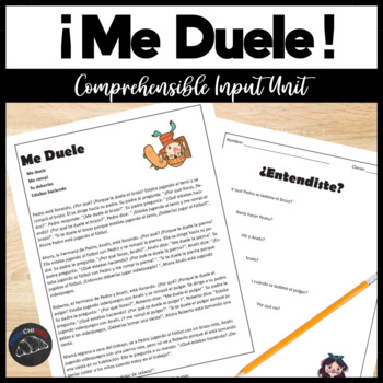 Preview of Spanish Story & activities comprehensible Input lesson Me Duele