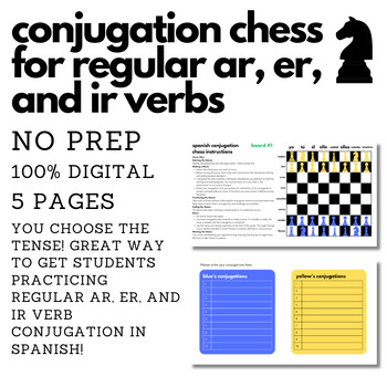 Preview of Spanish Conjugation Chess (Regular AR, ER, and IR Verbs) (Game)