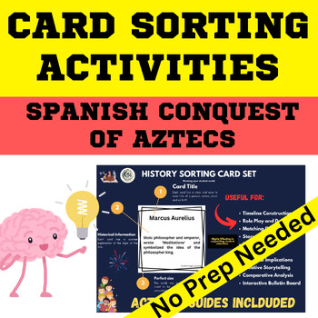 Preview of Spanish Conquest of Aztecs History Card Sorting Activity - PDF and Digital