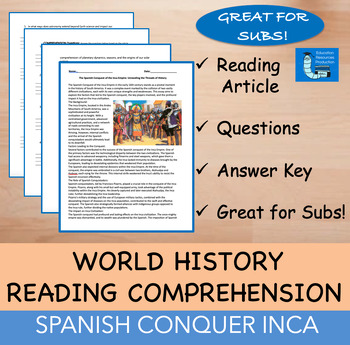 Preview of Spanish Conquest of the Inca - Reading  Comprehension Passage & Questions