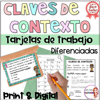 Preview of Context Clues  in Spanish Reading Comprehension Task Cards - Claves de contexto