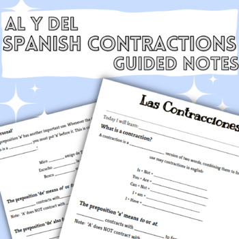 Spanish Contraction Notes Contracciones Al Del By Jianna Muscio