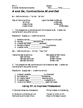 Spanish Contractions Worksheets Teaching Resources Tpt