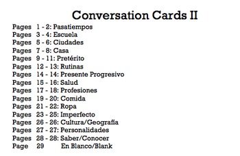 Spanish Conversation Cards Level II - Oral Speaking 