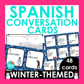 Preview of Spanish Conversation Cards Winter Edition | Spanish Speaking Activity
