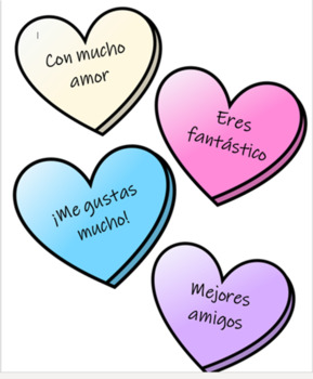 Preview of Spanish Conversation Hearts Valentine's Day Word Wall