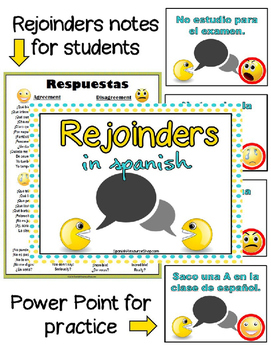 Preview of Spanish Conversation Rejoinders Notes and Practice Powerpoint