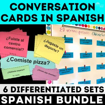 Preview of Spanish Conversation Speaking Question Cards, Task Cards BUNDLE of Ice Breakers