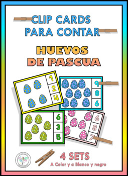 Preview of Spanish Count Clip Cards Easter Eggs Spring A Contar Huevos de pascua Primavera