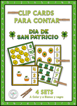 Preview of Spanish Count and Clip Cards St Patrick's March A Contar San Patricio Marzo