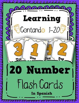Preview of Numbers Flash Cards Counting 1-20 in Spanish
