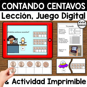 Preview of Spanish Counting Pennies Activity Contando Centavos Actividad Editable