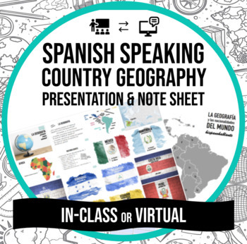 Preview of Spanish Countries Presentation & Notes (In-class & Virtual/Distance