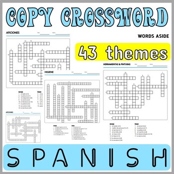 Preview of Spanish CrossWord Copy Vocabulary Worksheets Puzzles SpEd Speech Therapy