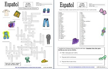 spanish crossword puzzle bundle of popular topics spanish