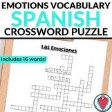 Spanish Crossword Puzzle - Emotions Vocabulary -Las Emociones