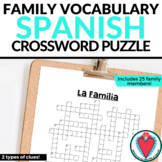 Spanish Family Vocabulary Crossword Puzzles - La Familia W