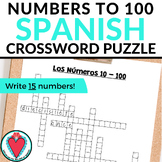 Spanish Crossword Puzzle - Numbers 1 - 100 Worksheet - Los