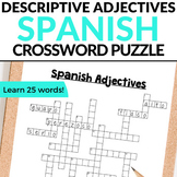 Spanish Crossword Puzzle - Spanish Adjectives