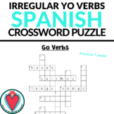 Spanish Crossword Puzzle - Spanish Grammar - Irregular Yo 