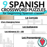 Spanish Crossword Puzzles for Beginning Spanish 1 or Spani