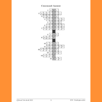 Spanish Crossword about Animals of North America FREE by TheBrightestKid