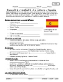 Spanish - Cultural Comparison - Countries - Notes Sheet - Spain