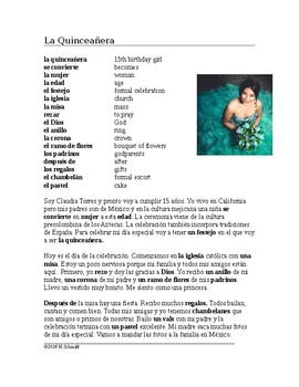 Preview of Quinceañera Lectura y Cultura: Spanish Cultural Reading + Worksheet