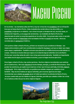 Preview of Spanish Cultural Reading:  Machu Picchu - Present Subjunctive