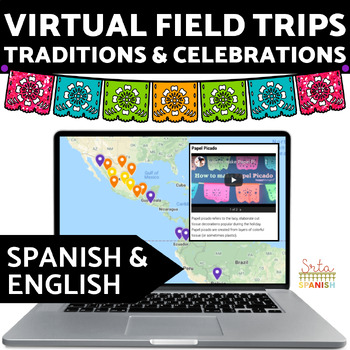 Preview of Spanish Culture Lesson Explore Holiday Celebrations Virtual Field Trip BUNDLE
