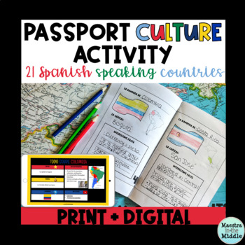 Preview of Spanish Culture Passport Activity Print and Digital | Spanish Speaking Countries