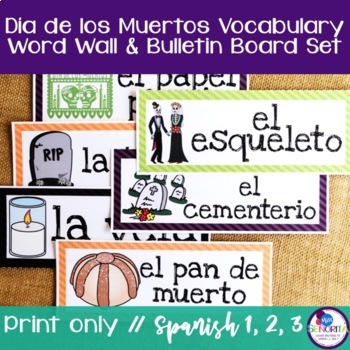 Preview of Spanish Día de los Muertos Vocabulary Word Wall - Day of the Dead