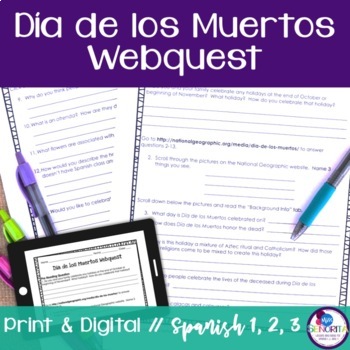 Preview of Spanish Día de los Muertos Webquest - Day of the Dead Internet Activity
