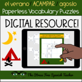 Spanish DIGITAL Puzzles for Summer with a CAMPING theme
