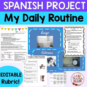 Preview of Spanish Daily Routine Project | Spanish Reflexive Verbs Project | Rutina Diaria