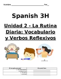 Spanish Daily Routine and Reflexive Verb Notes and Practic