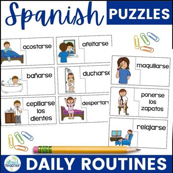 Preview of Spanish Daily Routines Reflexive Verbs Puzzles