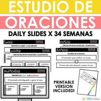 Preview of Spanish Daily Sentence Study - Digital - Yearlong