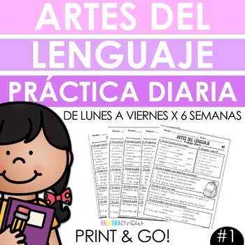 Preview of Spanish Daily Work - Artes del lenguaje - Grammar & Language Arts Practice #1