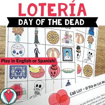 Preview of Spanish Day of the Dead Vocabulary Lotería Bingo Game Día de Muertos Activity