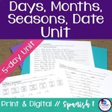 Spanish Days, Months, Seasons, Date Unit - día, mes, estac