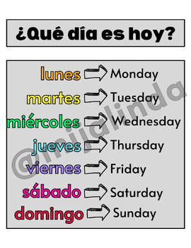 Preview of Days of the Week in Spanish